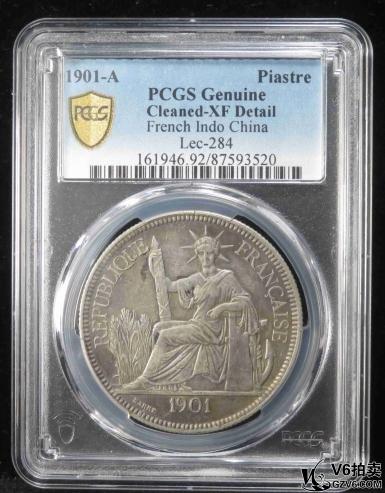 Lot391-23: PCGS-XF:1901年法屬印支貿(mào)易座洋壹圓 3520