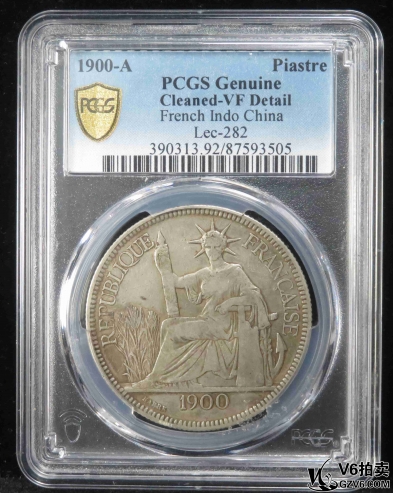 Lot391-24: PCGS-VF:1900年法屬印支貿(mào)易座洋壹圓 3505